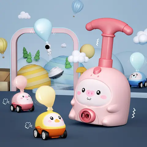 Animal Aerodynamic Balloon Powered Car Toy for Kids, Press Interactive Flying Balloon Car, Early Educational Toy to Exercise Hands-on Ability & Body, Christmas Holiday Children Gift