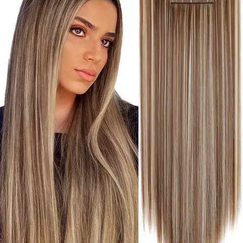 Women's Long Straight Hair Extensions, Heat-Resistant Synthetic Fiber, Natural Invisible Daily Party Use, 6-Piece Clip-In Set, Synthetic Hair Pieces, Synthetic Clip Hairpiece, Synthetic Hairpieces