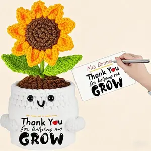 Custom Crochet Sunflower Doll Gift - Handmade Thank You Present for Teachers - End of Year Graduation Birthday Gift - Personalized Keepsake for Mom Dad Elder - Unique Thoughtful Appreciation Idea