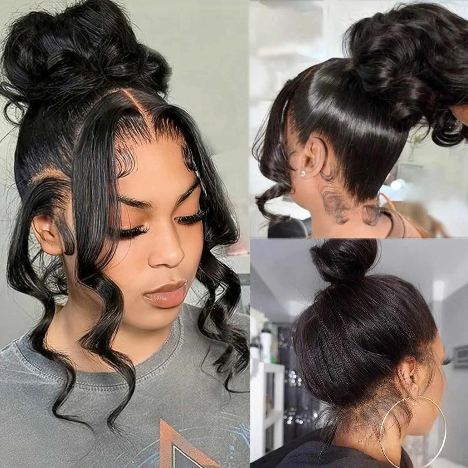30 inch Hidden Strap 360 Glueless Lace Front Wigs 100% Human Hair 180% Density Pre Plucked HD Lace Loose Body Wave 360 Full Lace Human Hair Wigs With Invisible Drawstring for Women