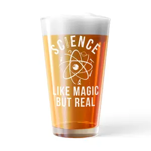 Science Like Magic But Real Pint Glass Funny Nerdy Teacher Joke Novelty Cup-16 oz Funny Drinking Glasses Funny Sarcastic  Novelty Drinking Glasses White Standard