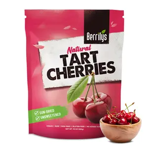 Berrilys Dried Tart Cherries - Unsweetened, No Sugar Added, Pitted, Unsulfured, No Preservatives, Non-GMO, 16 oz