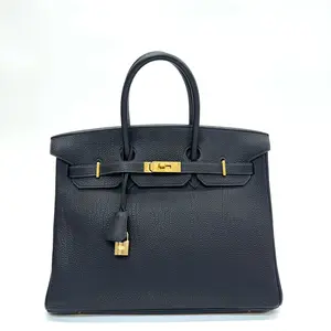 Pre-owned HERMÈS Birkin 35 Midnight Blue Stamp G Togo Leather Base Length 36 Serial N23118792