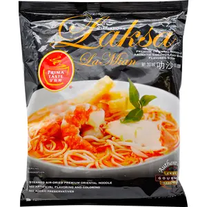 PRIMA TASTE Singapore Laksa La Mian Instant Noodle - 6.5oz Premium Oriental Noodles with Spicy Coconut Curry Broth & Chewy Texture