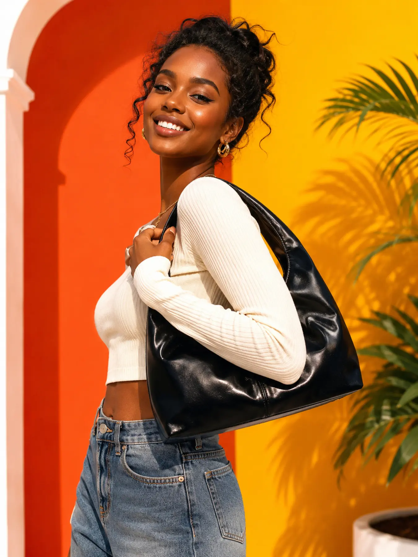 Women Vintage Burgundy Shoulder Bag, Soft Glossy PU Leather Hobo Tote with Large Capacity, Chic Underarm Commuter Purse for Work, Shopping and Travel, Fashion Everyday Handbag Gift for Mom, Wife or Girlfriend on Christmas, Halloween and Birthday