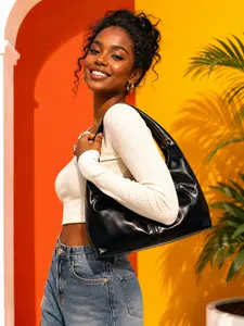 Women Vintage Burgundy Shoulder Bag, Soft Glossy PU Leather Hobo Tote with Large Capacity, Chic Underarm Purse for Work, Shopping and Travel, Fashion Everyday Handbag Gift for Mom, Wife or Girlfriend on Christmas, Halloween and Birthday
