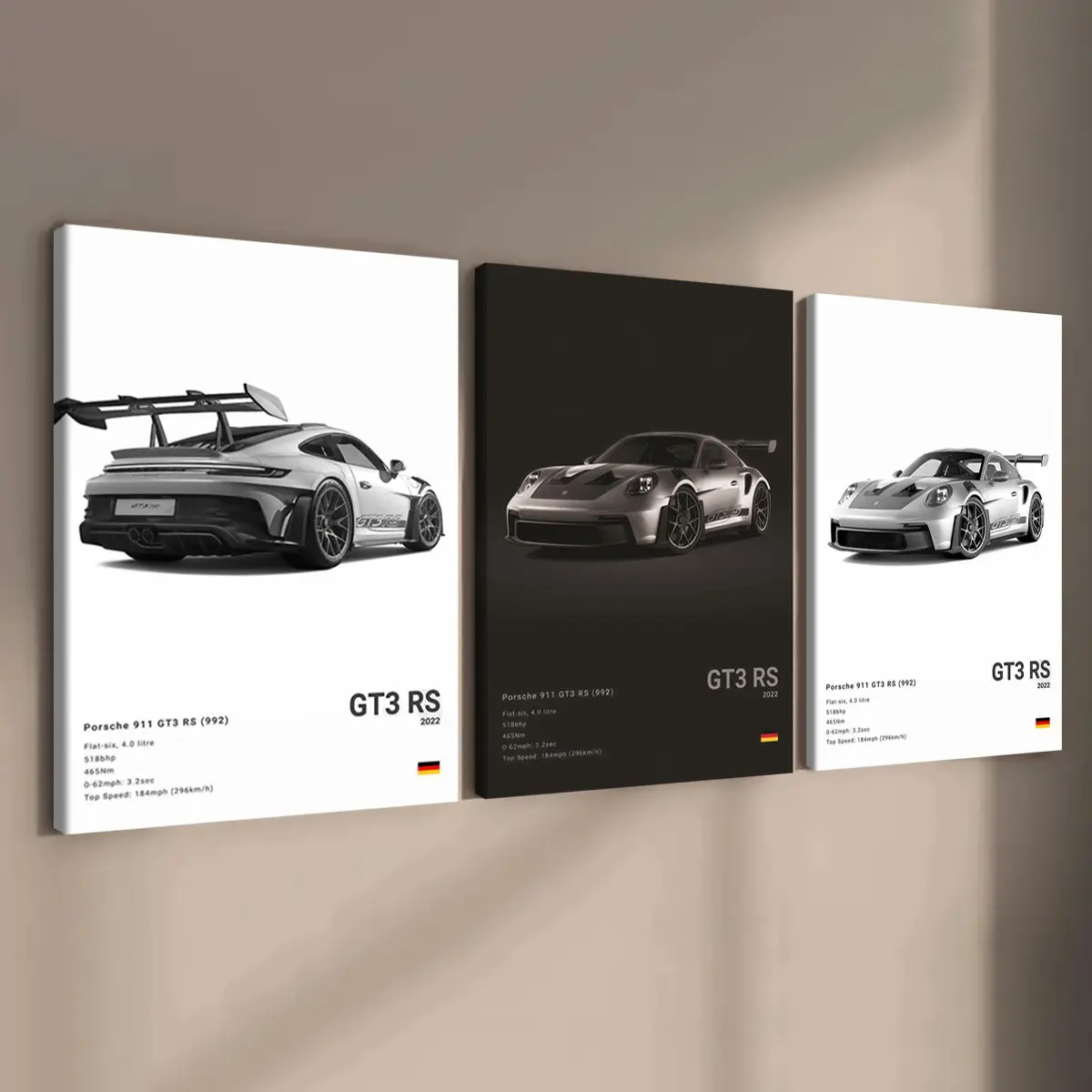 3-count wooden frame canvas, exquisite supercar art poster, cool male bedroom car decoration pattern, car collector, suitable for living room, corridor, office, home wall decoration, ideal gift, Modern Home Decor, Decorative Artwork, Home Decor Products