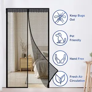 Magnetic Mesh Screen Door Curtain - Summer Mosquito & Flying Insect Protection for Kitchen, Living Room, Bedroom