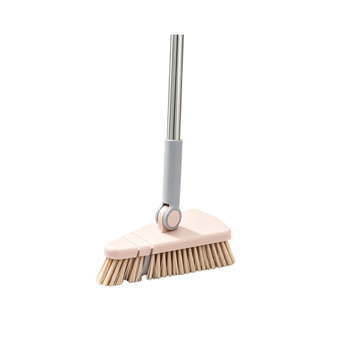 Stainless Steel Floor Scrub Brush - 95cm Long Handle, Rotatable Head, Mixed Soft-Hard PP Plastic Bristles, Single Brush Without Dustpan for Kitchen/Bath Corner Gap Tile Grout Cleaning