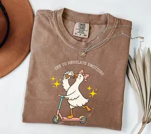 Silly Goose Mental Health Shirt, Off To Regulate Emotions Tee, Therapist Counselor Teacher Funny Graphic Tee, Self Care Humor T-Shirt, Unisex Gift (100% Cotton)