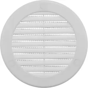 4" Inch (Opening Dimensions) White Soffit Vent Cover - Plastic Round Air Vent Grille - Built-in Mesh Screen - HVAC Register Louver for Bathroom, Home, Kitchen