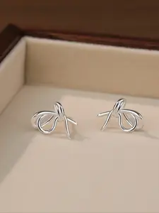 Hypoallergenic S925 Silver Bow Earrings, Geometric Design, Fashionable Women's Jewelry, Perfect Gift for Holidays