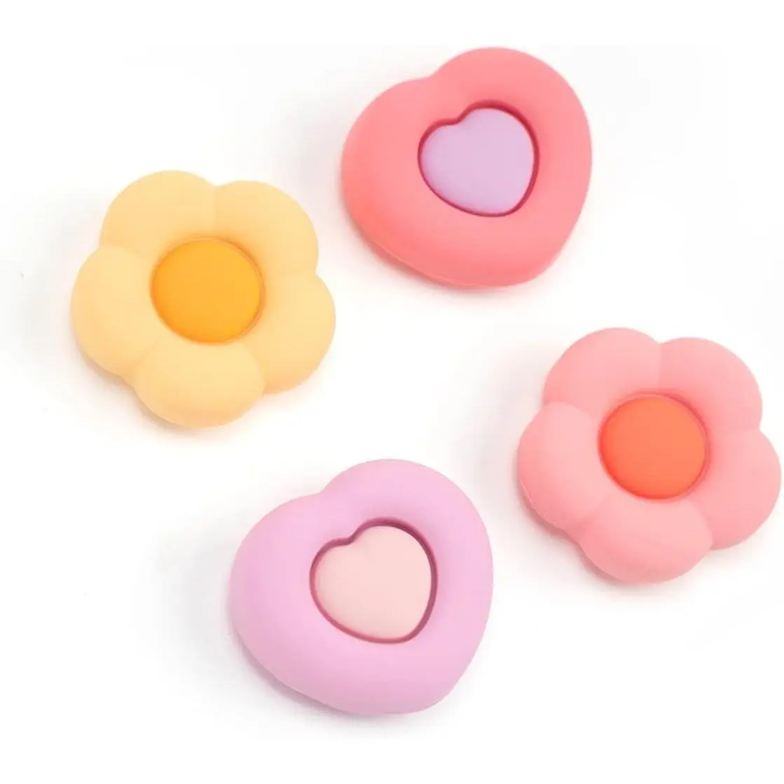 SQ-KCS004 Cute Thumb Grip Caps for PS5 Controller, Thumbsticks Cover Set Compatible with Switch Pro Controller and PS4 PS5 Controller, 4Pcs - Heart & Flower