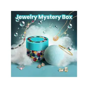 Mystery Box with Random Fine Jewelry, Fizz and Rizz Jewelry Necklace, Earrings, Bracelet Charm, Adjustable Ring Cute Gift Surprise Fun for Parties Valentine's Day Mother's Day with Fizz Bomb Reveal JHS Jewelry