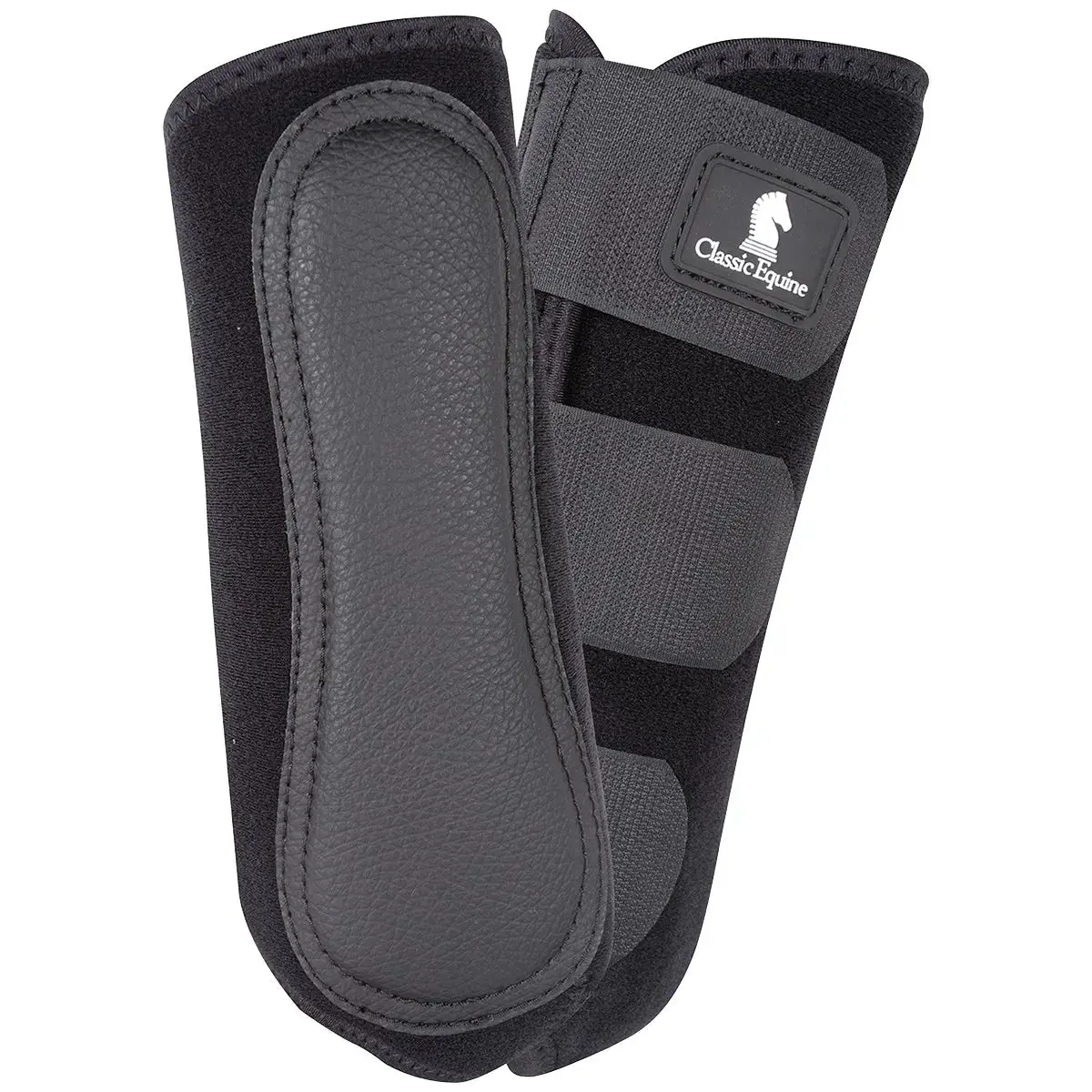 Classic Equine EZ Wrap Lite Front Splint Boots - Lightweight Horse Leg Protection with Jersey Lining and Foam Center Black / Front