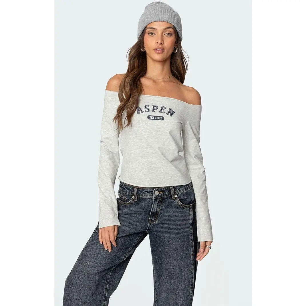 Edikted Women's Aspen Ski Club Off Shoulder Top