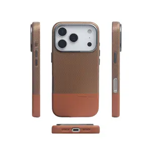 Hit Color PU Leather 3D Relief MagSafe Shockproof Case For iPhone 17 Pro Max 16 15 Pro 14 13 Alloy Lens Wireless Charge Cover