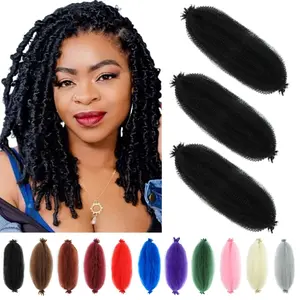 Springy Afro Twist Hair 12 Inch 3 Packs Kinky Twist Hair Black Color Pre Fluffed Marley Twist Braiding Hair for Black Women