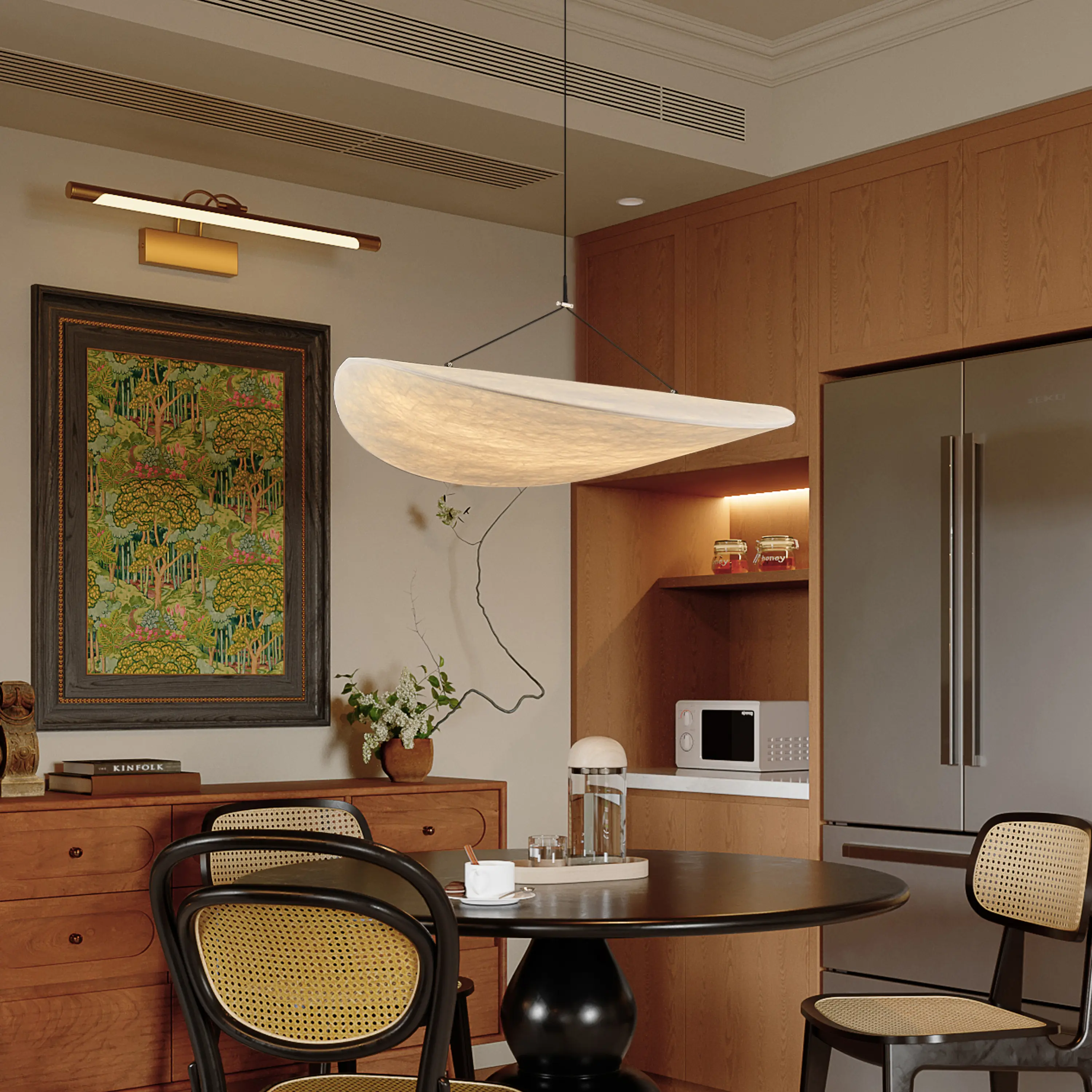 Natural Silk Wabi-Sabi Pendant Light | Warm Glow Japandi Style Hanging Lamp