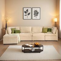 Beige, 5 Seats, L-Shaped