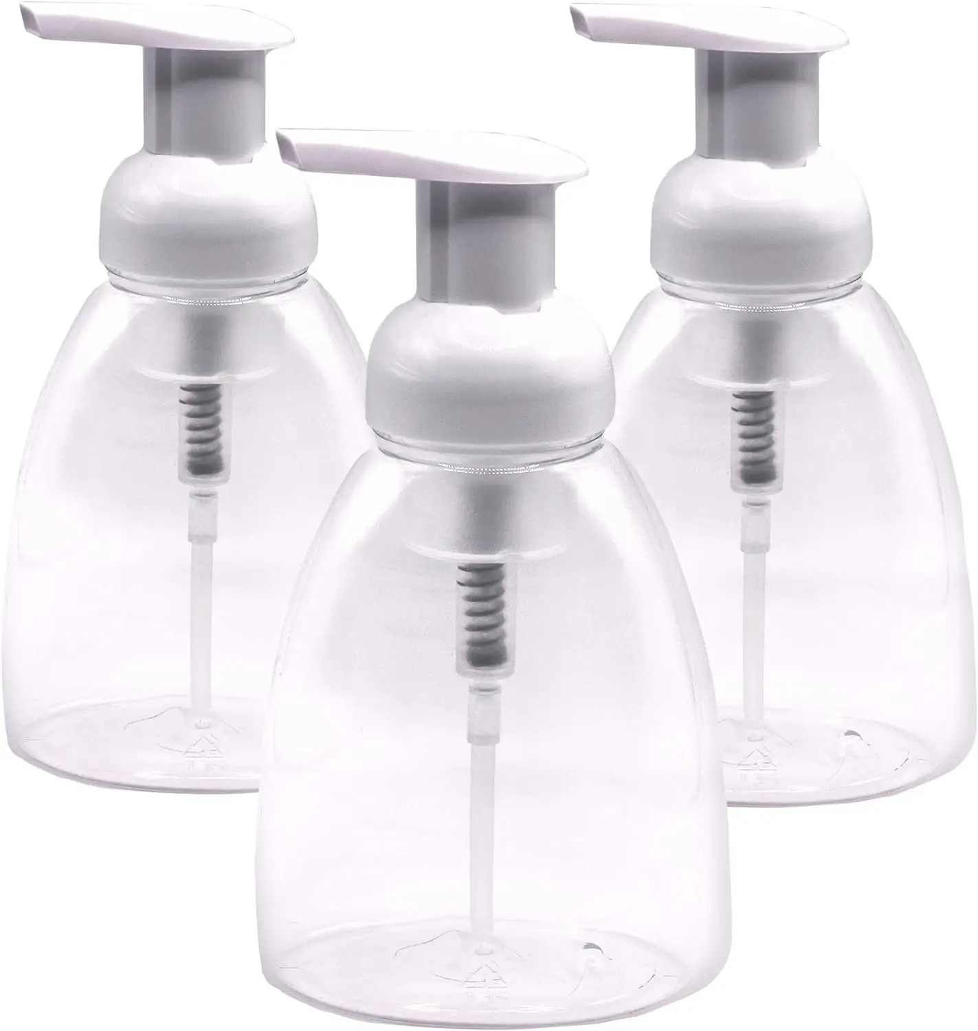Clear Plastic Foaming Bathroom Countertop Soap Dispensers, Foaming Pump Bottles, Refillable Plastic Container for Liquid Soap, Compatible with Dr Bronner's Pure Castile Soap 250ml (8.5 oz) - (3 Pack)