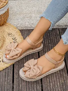 Women's Fashion Flat Sandals, Casual Comfortable Beach Vacation Shoes, Daily Wear Toe Strap Walking Shoes, Woven Band Design