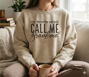 Kaizen | My Favorite People Call Me Grandma Sweatshirt | Cute Mimi Gigi Nana Crewneck | New Grandma Gift for Mom | Cozy Grandparent Apparel | Mothers Day Present Idea | Trendy Comfort Sweater