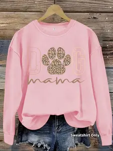 Women's Casual Dg Claw Print Pullover Sweater, Soft Long Sleeve Round Neck Sweatshirt, Comfortable Daily Wear