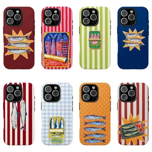 Ocean-Inspired Colorful Striped Shockproof Waterproof Polycarbonate Cellphone Case - Durable Handheld Casing, Coastal Look Phone Accessories, Sea Shell Protective Cover, Gift for Him/Her, Screen Protector
