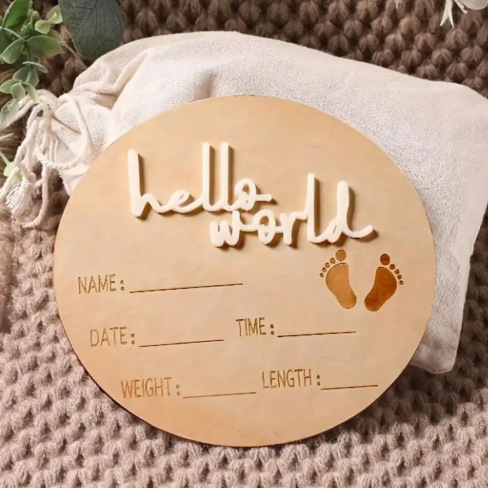 Wooden Teenager Monthly Milestone Card, Round Teenager Photo Prop, Newborn Photography Props, Letter Pattern DIY Woodwork