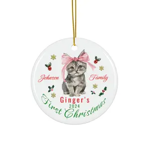 Ceramic Ornament, Personalized Cat Christmas Ornament, Custom Pet Keepsake Gift, Family Ornament, Holiday Decor, Customizable Christmas Tree