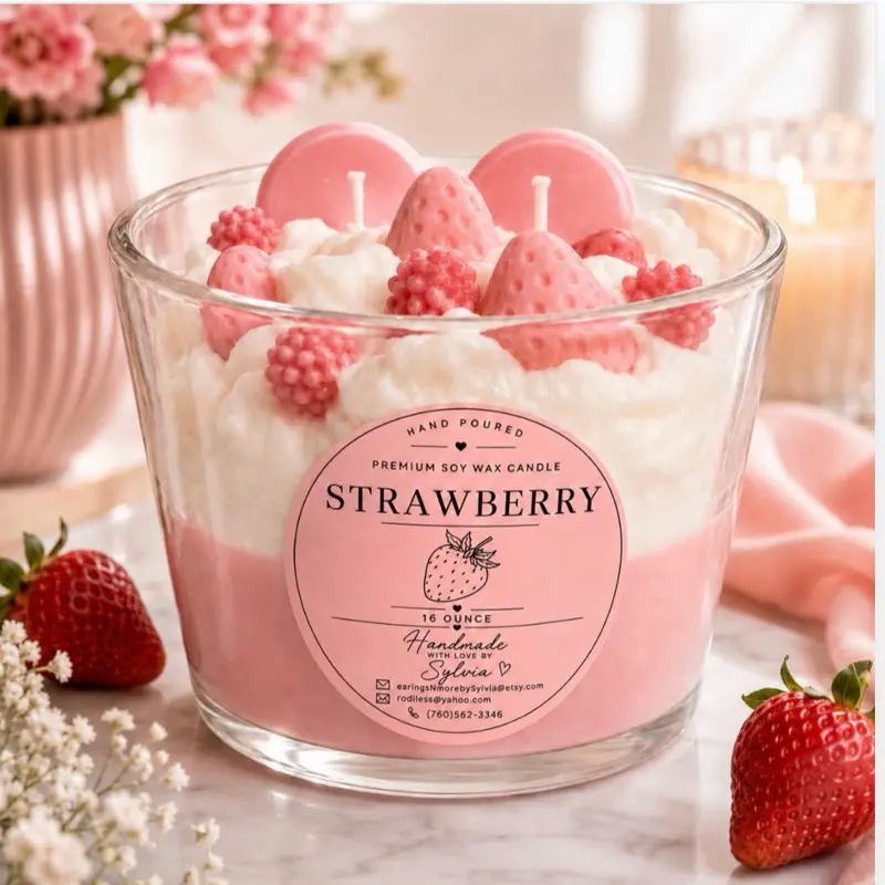 Strawberry-Scented Soy Wax Candle