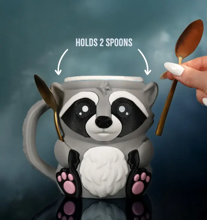 Rocky the Raccoon Ice Cream Pint & Ramen Cup Holder | 3D Printed