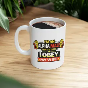 Customized Alpha Male Ceramic Coffee Mug - 11-15oz Washable Drink Cup for Kitchenware Use