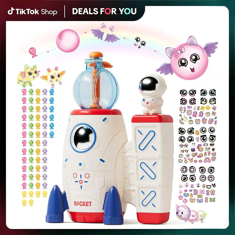 DIY Space Rocket Balloon Craft Kit for Kids, 60 Balloons & 134 PCS Accessories, Build 3D Space Models with Magic Stickers, Creative STEM Art Toy for Summer Vacation, Birthday Party Gift for Boys Girls