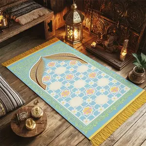Mihrab arch Portable Prayer Mat With Storage Bag Islamic Sajjadah Muslim Prayer Rug Ramadan Arab style (29) Non-Slip Praying Mat, Fringe Prayer Mat Islamic Prayer Essential, Ramadan Gift, Suitable for Spirit