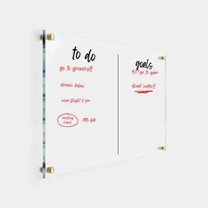 Premium Acrylic Wall Calendar 18x24" Gold Hardware - Reusable Board for Office and Home - Dry Erase Board - Large Glass Calendar for Wall