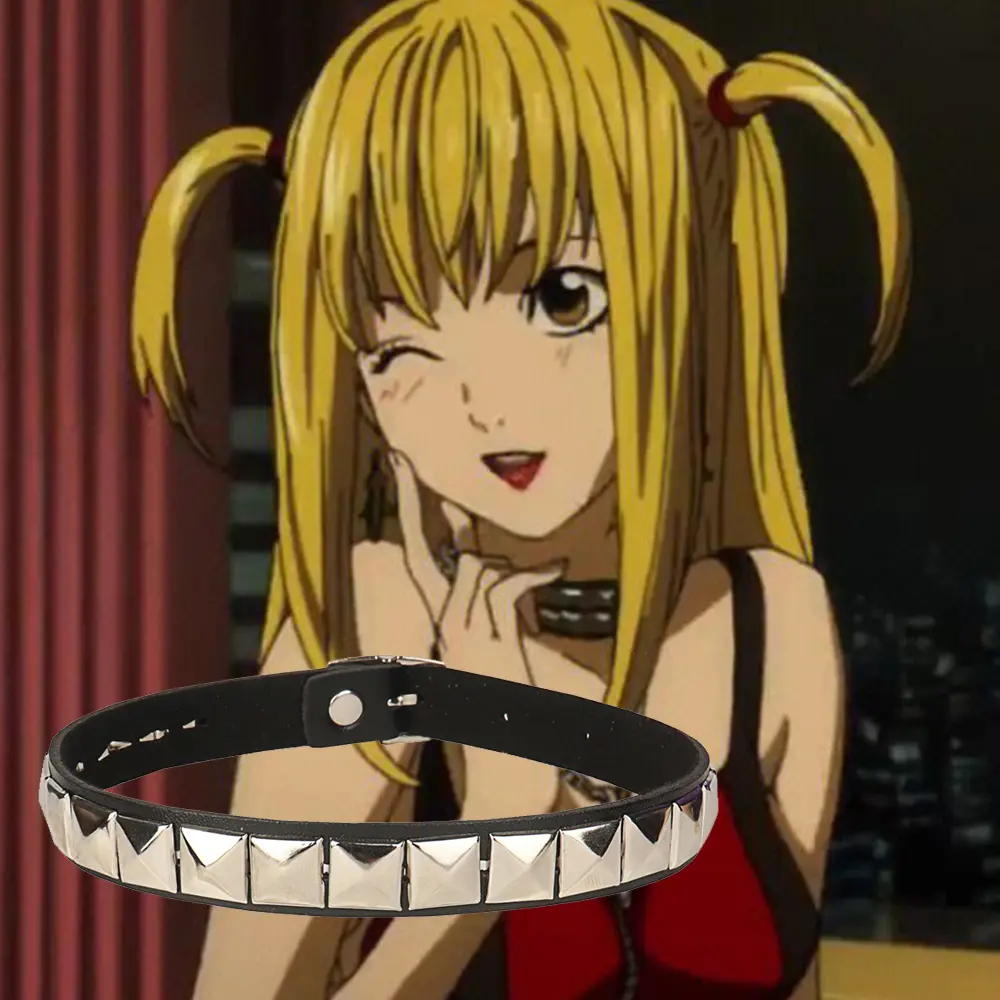 TOP-FASHION - Anime Death Note Necklace Misa Amane Leather Choker Necklaces For Men Women Hip Hop Punk Rivet Collar Cosplay Jewelry Gifts