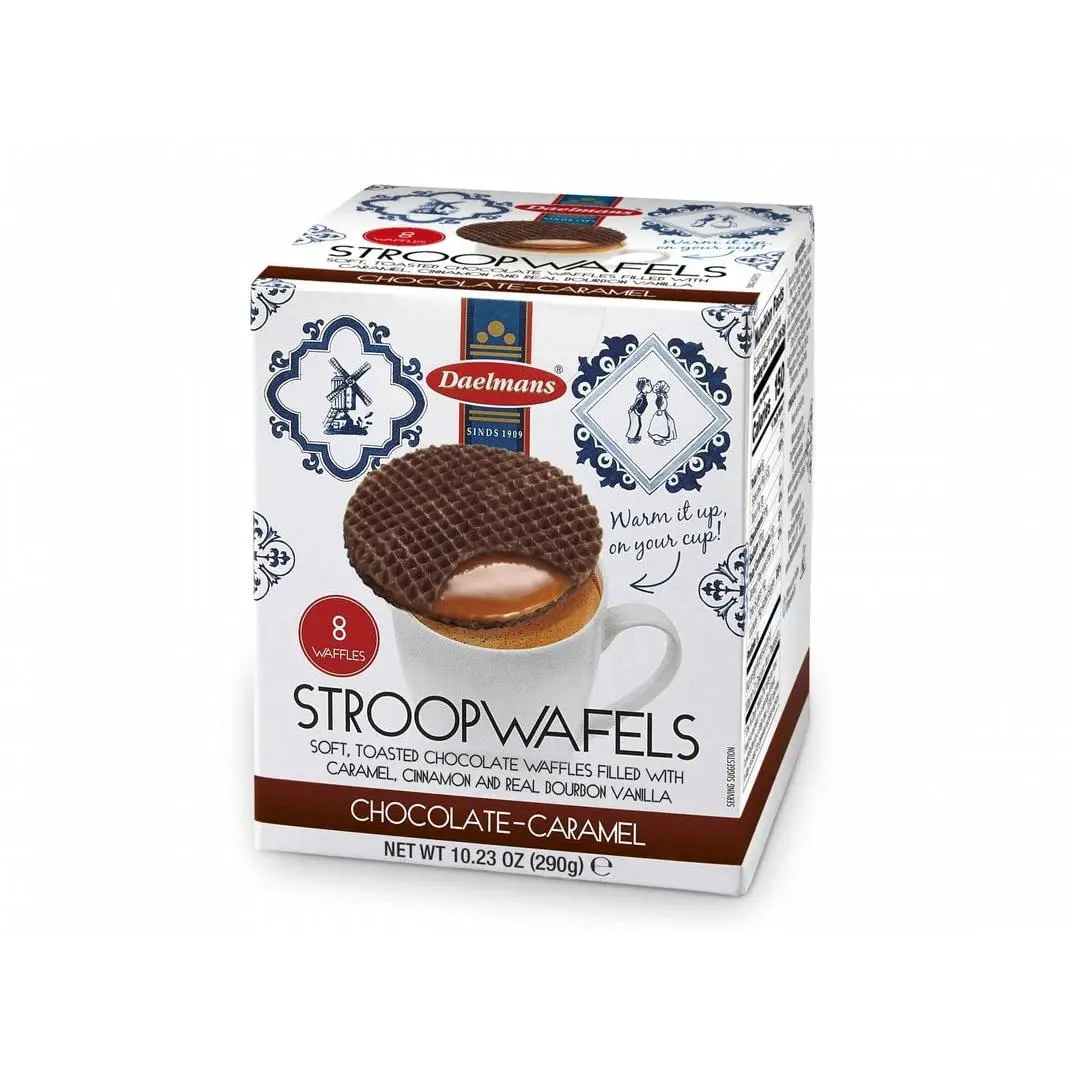 Daelmans Chocolate Caramel Stroopwafels  Chocolate Stroopwafel Caramel, Stroop Waffles, Stroopwaffle, Dutch Chocolate Waffle Cookies, Made in Holland  10.23 oz (8 Waffles)