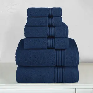 Mocassi 6-Piece Turkish Cotton Towel Set, 2 Washcloths, 2 Hand Towels and 2 Bath Towels