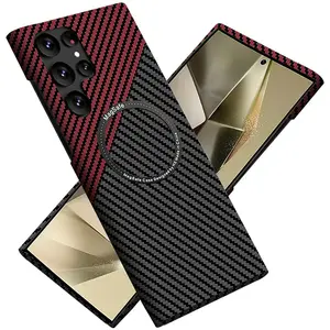 Ultra Slim Carbon Fiber Magnetic Case for Magsafe Samsung Galaxy S26 S25 S24 Ultra S23 S21 Plus S25+ S24+ Mac Safe Matte Cover