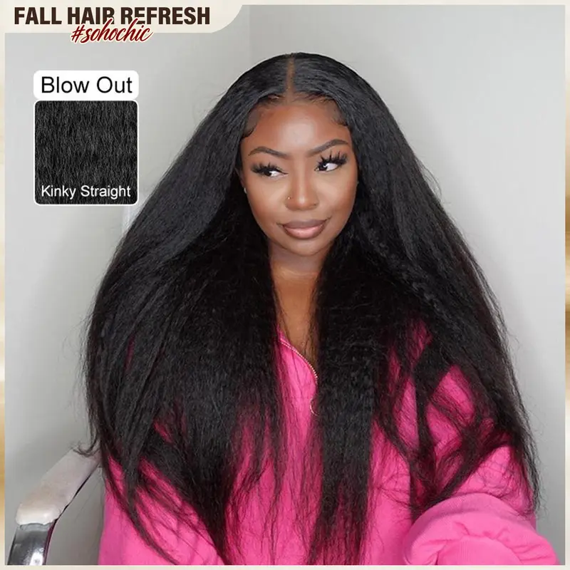 BGMgirl Kinky Straight Yaki Straight 7x5 & 9x6 HD Lace Wear Go Wig 180% Density Glueless 100% Human Hair Wig 360 Lace Pre-Plucked Pre-Cut Fall Hair #sohochic #black friday
