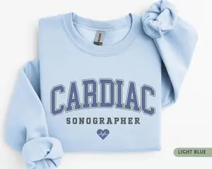 Cardiac Sonographer T-Shirt & Sweatshirt - Floral Echocardiography Crewneck, Heart Ultrasound Tech Gift, Cardiac Echo Nurse Sweater