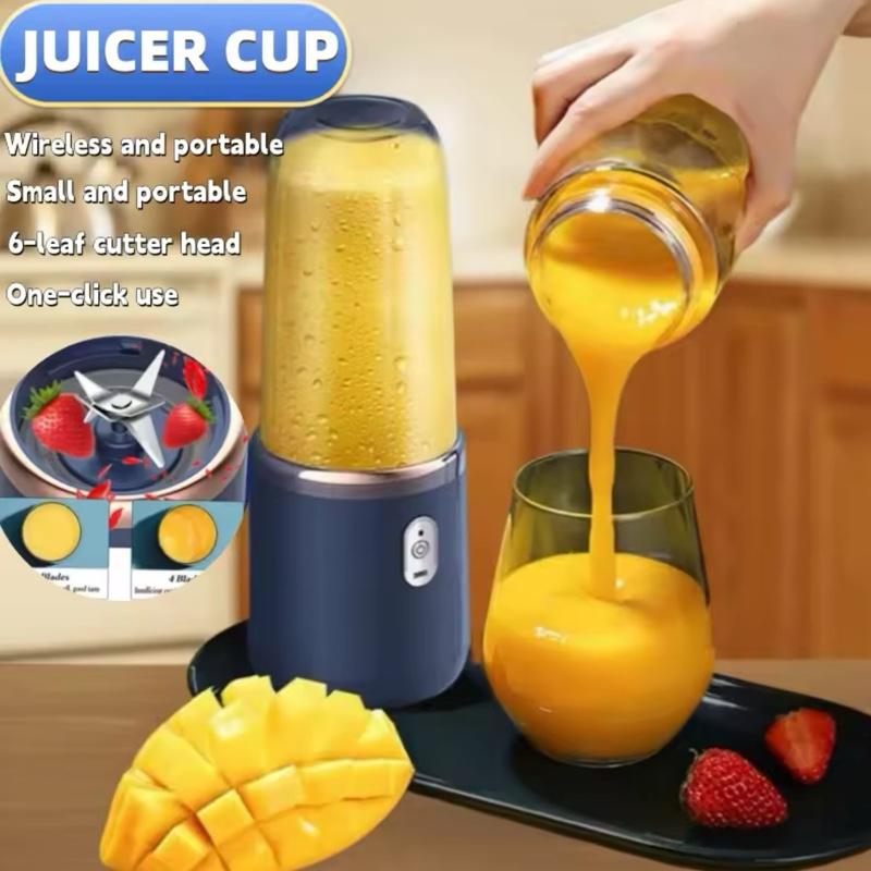 Multifunction 2 Cups Portable Fruit Juicer Blender 6 Blade Juice Mixer Mini Ice Blender USB Charging Wireless Juice Extractor