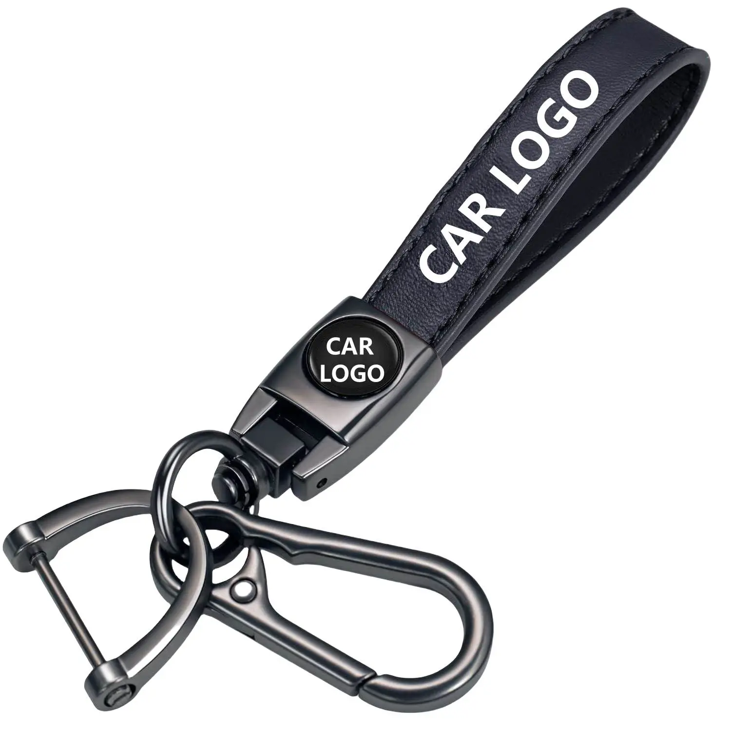 Leather Car Keychain Strap with D-Ring, Braided Key Fob Holder Strap Compatible with Mercedes-Benz C-Class, E-Class, S-Class, GLC, GLE, GLA, CLA