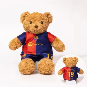 34cm UEFA Champions League Football Bear Plush Toy, Removable Football Jersey, Cuddly Teddy Bear with Soft Skin-Friendly No-Shedding Fabric, Perfect Gift for Soccer Fans