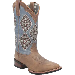 Laredo Ladies Santa Fe Tan & Blue Square Toe Boot 5969