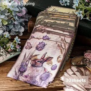 Random Vintage Floral Pattern Material Paper, 30 Sheets Non-adhesive Decor Paper for DIY Scrapbooking, Greeting Card & Origami, Scrapbook Page, Crafts Kit, Crafting Kit