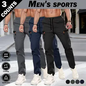 3-Pack Men’s Casual Cargo Pants — Cool-Touch Quick Dry & Breathable, Multi-Pocket Straight-Leg Outdoor Sports Pants