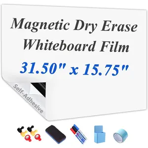 Self-Adhesive Dry Erase Whiteboard Sticker, 31.50" x 15.75"  Receptive White Board Wall Film, No Ghosting, Easy Write & Clean | Peel & Stick for Office,  & Classroom,Incl. Accessories